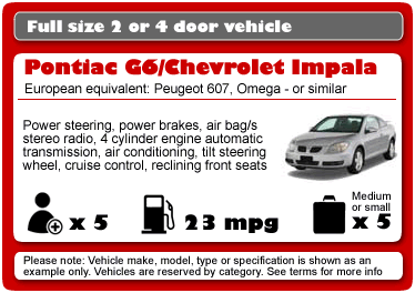 Full size car hire in the USA