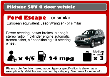 Midsize SUV car hire in the USA