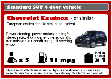 Standard size SUV hire in the USA